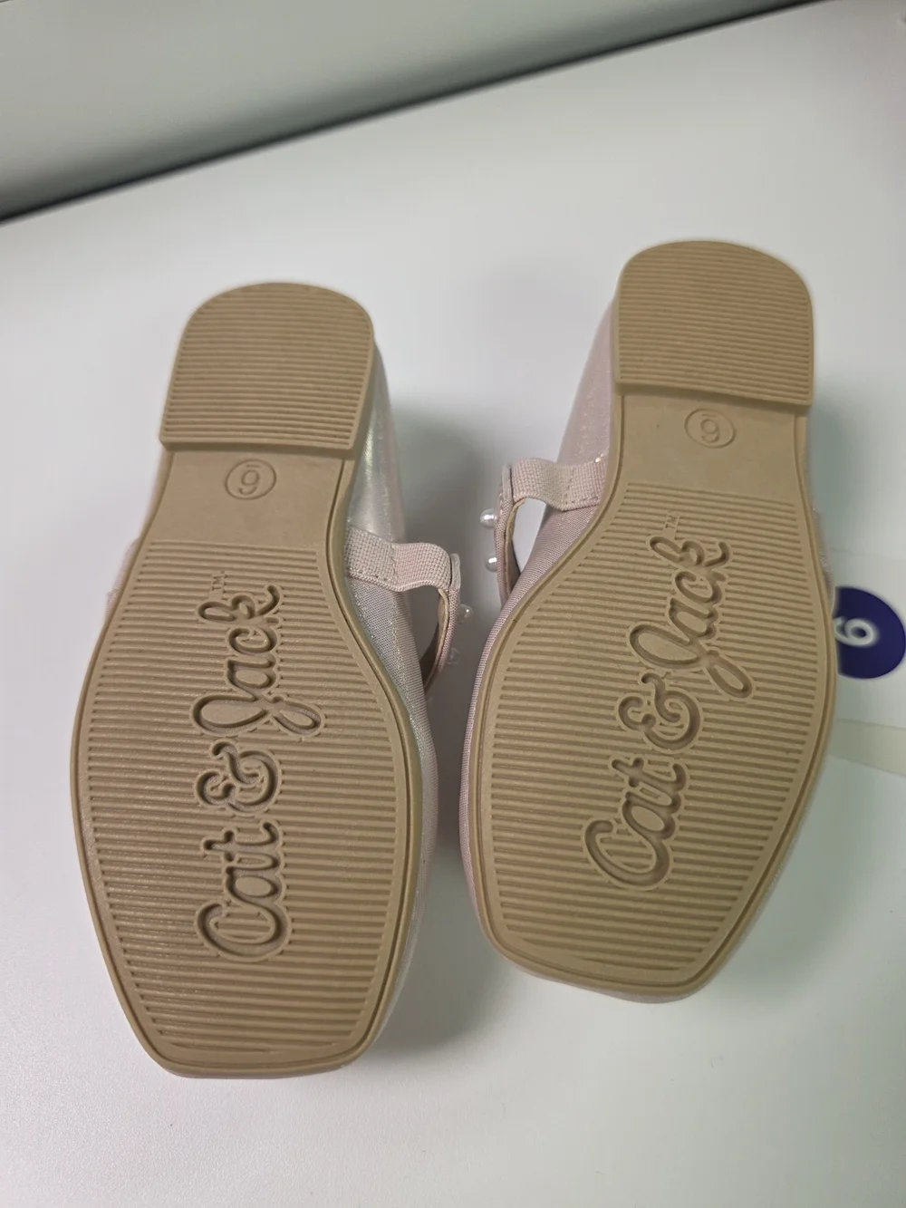 Cat & Jack Girls' Pink Shimmer Cat & Jack Shoes with Gem Strap